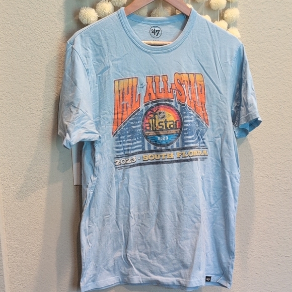 47 Blue Short Sleeve Tee with Vintage Graphic - Picture 1 of 5